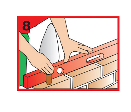 BRICKLAYING8.jpg use a spirit level to check that they are horizontal
